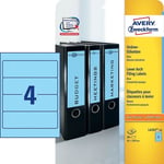 Afbeelding van Avery Zweckform L4767-20 printbare rugetiketten | blauw | zelfklevend | breed | 61 mm x 192 mm | 80 etiketten | AVEL4767-20