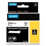 Afbeelding van DYMO S0773830 / 1734523 IND Rhino tape permanent polyester zwart op wit 24mm (origineel) | DYM1734523