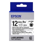 Afbeelding van Epson LK-4TBW extra klevende tape zwart op transparant 12mm (origineel) | EPSLK-4TBW