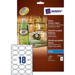 Afbeelding van Avery Zweckform J8102-10 productetiketten | glanzend | ovaal | wit | 63,5 mm x 42,3 mm | 180 etiketten | AVEJ8102-10