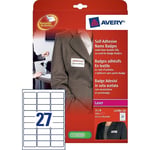 Afbeelding van Avery Zweckform L4784-20 naambadge etiketten | zelfklevend | 63,5 mm x 29,6 mm | wit-blauw | 540 etiketten | AVEL4784-20