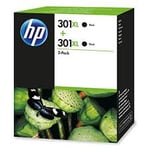 Afbeelding van HP D8J45AE nr. 301XL inktcartridge zwart 2 stuks (origineel) | HPB-301XLBK2