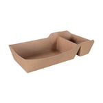 Afbeelding van Kartonnen snackbakje met sausvakje | bruin | 150 x 70 x 35 mm | 100 stuks | PAA601407