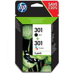 Afbeelding van HP N9J72AE nr. 301 zwart en kleur (origineel) | HPN9J72AE