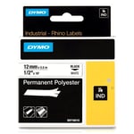 Afbeelding van DYMO S0718210 / 18483 IND Rhino tape permanent polyester zwart op wit 12mm (origineel) | S0718210