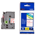 Afbeelding van Brother TZe-132 tape rood op transparant 12mm x 8m (origineel) | BROTZE132