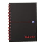 Afbeelding van Oxford Black ’n Red spiraalblok | A5 | elastieksluiting | geruit | 90 grams | 70 vel | OXF400047652