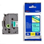 Afbeelding van Brother TZe-741 tape zwart op groen 18mm x 8m (origineel) | BROTZe-741