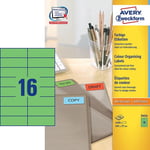 Afbeelding van Avery Zweckform 3454 universele etiketten | groen | 105 mm x 37 mm | 1600 etiketten | AVE3454