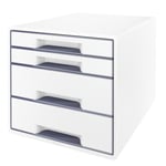 Afbeelding van Leitz 5213 WOW ladeblok | kunststof | metallic wit/grijs | 4 lades | LEI52132001