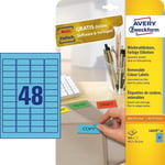Afbeelding van Avery Zweckform L6039-20 etiketten | blauw | 45,7 mm x 21,2 mm | 960 etiketten | AVEL6039-20