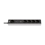 Afbeelding van Brennenstuhl 1159780615 stekkerdoos | 5 stopcontacten | USB-A/USB-C poorten | met schakelaar | 1.5 meter | zwart/grijs | BRE1159780615