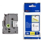 Afbeelding van Brother TZe-S211 extra klevend tape zwart op wit 6mm x 8m (origineel) | BROTZES211