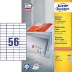 Afbeelding van Avery Zweckform 3668 universele etiketten | wit | zelfklevend | 52,5 mm x 21,2 mm | 5600 etiketten | AVE3668