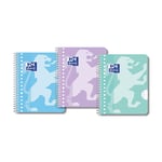 Afbeelding van Oxford School collegeblok | A5+ | spiraal | gelinieerd | 17-gaats | pastel | 90gr.| 80 vel | 3 stuks | OXF400171666