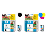 Afbeelding van HP bundel 14(tricolor) + 14(black) | HPB-C14-zw-kl