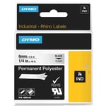Afbeelding van DYMO 1805440 IND Rhino tape permanent polyester zwart op transparant 6mm (origineel) | 1805440