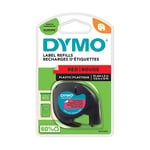 Afbeelding van DYMO S0721630 / 91203 plastic tape zwart op rood 12mm (origineel) | 91203