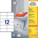 Afbeelding van Avery Zweckform 3424 universele etiketten | wit | zelfklevend | 105 mm x 48 mm | 1200 etiketten | AVE3424