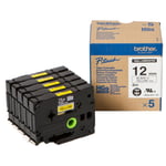 Afbeelding van Brother HGe-631V5 hoge resolutie tape zwart op geel 12mm x 8m 5 stuks (origineel) | BROHGE631V5