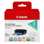 Afbeelding van Canon PGI-550 PGBK / CLI-551 BK/C/M/Y/GY serie (origineel) | CANB-PGBK550_CL551