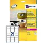 Afbeelding van Avery Zweckform L7060-20 weerbestendige etiketten | 63,5 mm x 38,1 mm | 420 etiketten | AVEL7060-20