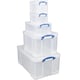 Really Useful Box opbergdoos voordeelpakket | polypropyleen | transparant | 5 stuks | 64, 35, 9 en 3 liter | UB64BON