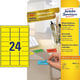 Afbeelding van Avery Zweckform L6035-20 universele etiketten | geel | 63,5 mm x 33,9 mm | 480 etiketten