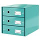 Leitz 6048 WOW ladeblok | ijsblauw metallic | 3 laden | LEI60480051