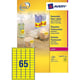 Avery Zweckform L7651Y-100 etiketten | neon geel | 38,1 mm x 21,2 mm | 1625 etiketten | AVEL7651Y-100