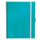 Leitz spiraalblok 4644 WOW Be Mobile Book | A4 | gelinieerd | ijsblauw metallic | 80gr. | 80 vel | LEI46440051