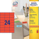Avery Zweckform 3448 universele etiketten | rood | 70 mm x 37 mm | 2400 etiketten | AVE3448
