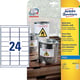 Afbeelding van Avery Zweckform J4773-10 weerbestendige etiketten | 63,5 mm x 33,9 mm | 240 etiketten