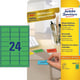 Avery Zweckform L6033-20 universele etiketten | groen | 63,5 mm x 33,9 mm | 480 etiketten | AVEL6033-20