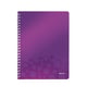 Leitz collgeblok 4637 WOW | A4 | gelinieerd | paars metallic | 80gr. | 80 vel | LEI46370062