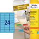 Avery Zweckform L6032-20 universele etiketten | blauw | 63,5 mm x 33,9 mm | 480 etiketten | AVEL6032-20