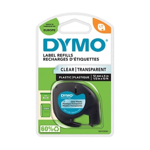 Afbeelding van DYMO S0721530 / 12267 plastic tape zwart transparant 12mm (origineel)