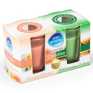 Afbeelding van Pan Aroma Geurkaarsenset | Cashmere & Apricot en Mediterranean | 2 stuks