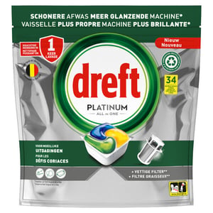Afbeelding van Dreft All-in-One Platinum Vaatwastabletten | Citroen | 34 suks