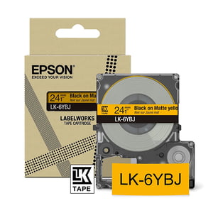 Afbeelding van Epson LK-6YBJ matte tape zwart op geel 24 mm (origineel)