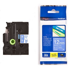 Afbeelding van Brother TZe-535 tape wit op blauw 12mm x 8m (origineel)