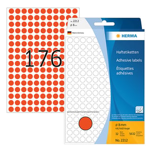 Afbeelding van Herma 2212 multifunctionele etiketten | 8 mm | rood | 5632 etiketten