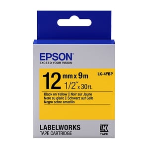 Afbeelding van Epson LK-4YBP tape zwart op pastel geel / 12 mm (origineel)