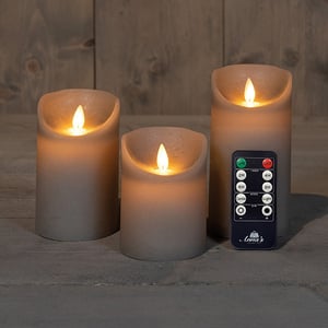 Afbeelding van Anna Collection LED Kaars | bewegende vlam | Taupe | 3 stuks
