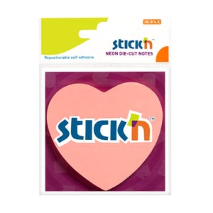 Afbeelding van Stick'n Die-Cut notes hart | 70 x 70 mm | neon-roze | 50 vel