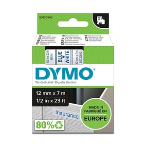 Afbeelding van DYMO S0720540 / 45014 tape blauw op wit 12mm (origineel)