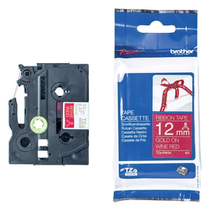 Afbeelding van Brother TZe-RW34 tape goud op wijnrood 12 mm (origineel)
