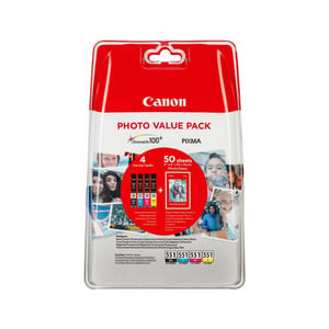 Afbeelding van Canon CLI-551 BK/C/M/Y serie incl. 50 vel fotopapier (origineel)