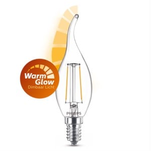 Afbeelding van Philips E14 LED-lamp | DIMBAAR | 3.4W (40W) | warm glow | sierkaars