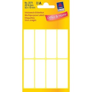 Afbeelding van Avery Zweckform 3079 multifunctionele etiketten | wit | 50 mm x 19 mm | 48 etiketten